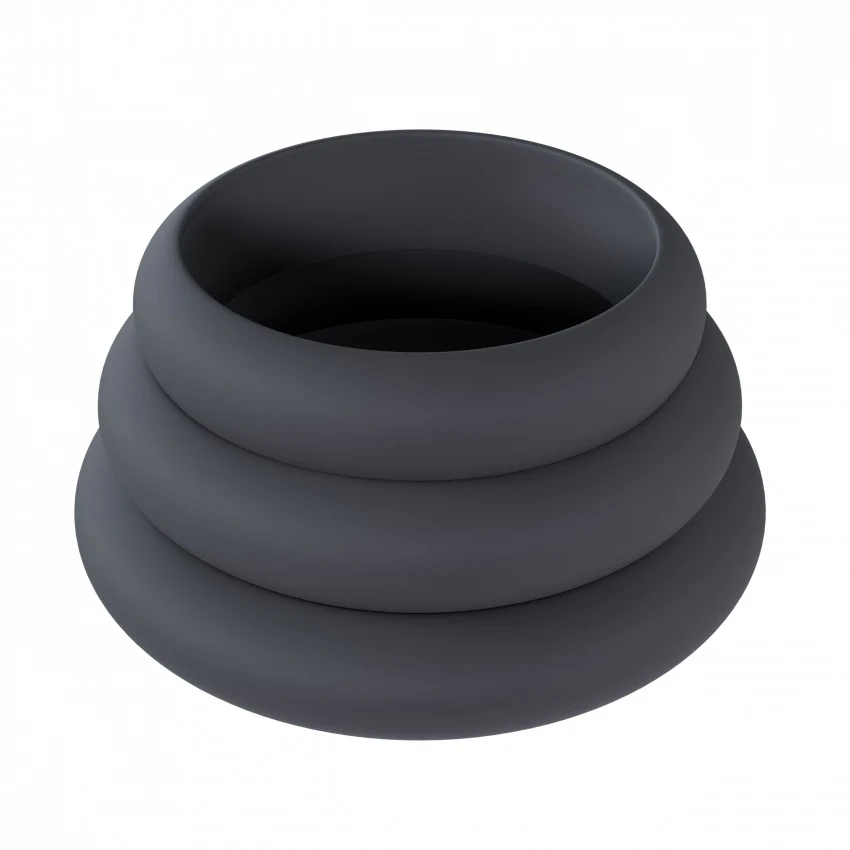 Levelz Wide O Silicone Cock Ring Set of 3 Black - Image 2