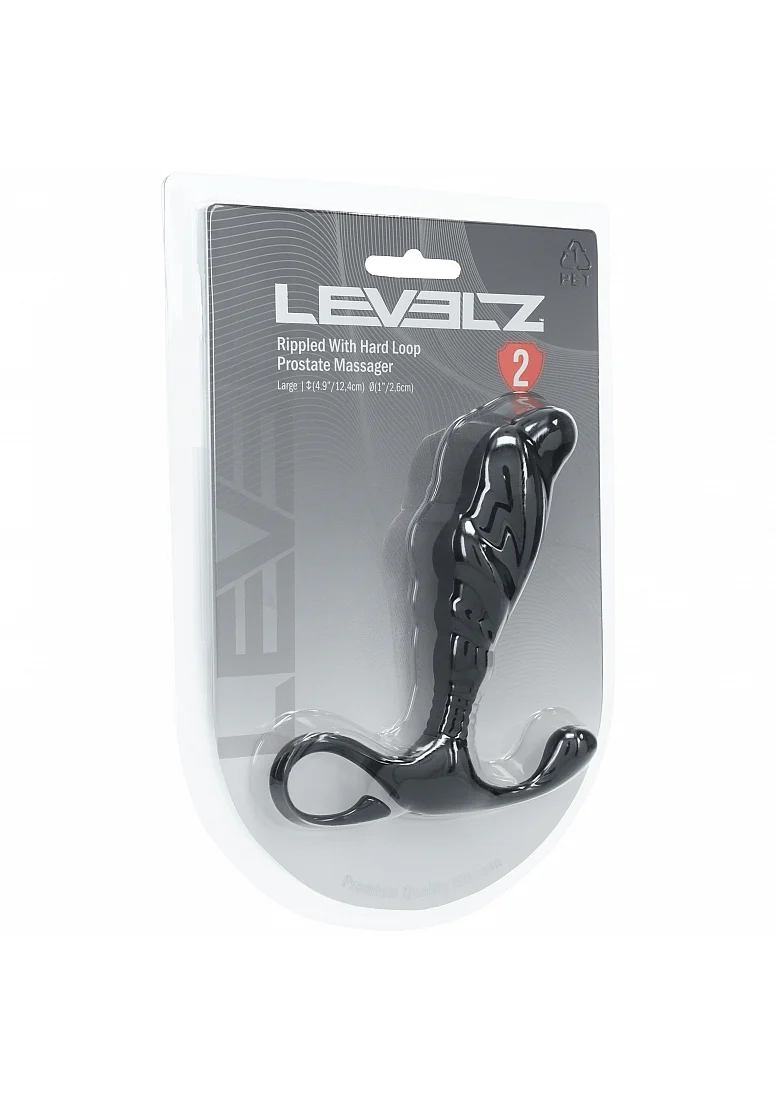 Levelz Rippled with Hard Loop Silicone Prostate Massager Large Black