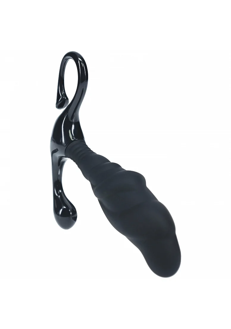 Levelz Rippled with Hard Loop Silicone Prostate Massager Large Black - Image 5