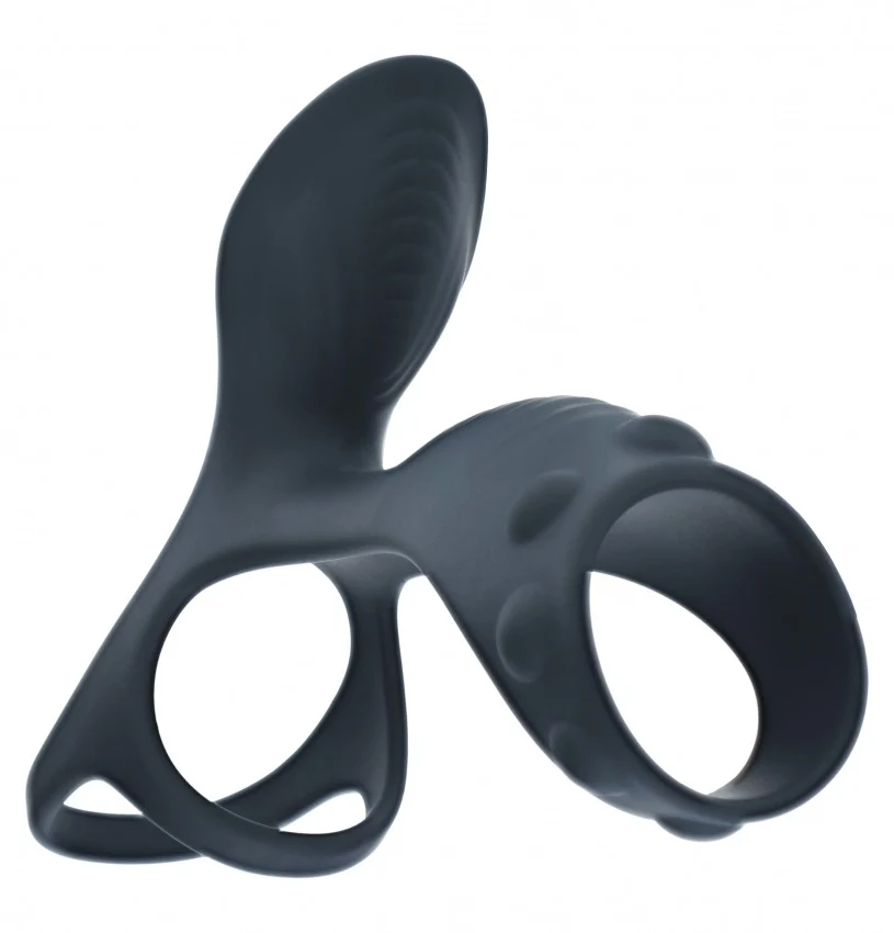 Levelz Vibrating Silicone Cock & Ball Ring with Shaft Loop Black - Image 4