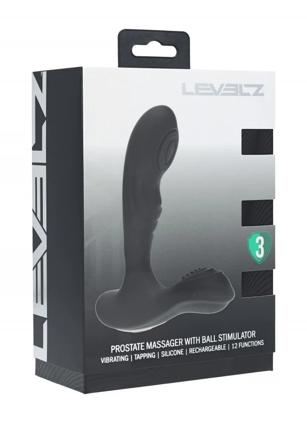Levelz Vibrating & Tapping Silicone Prostate Massager with Ball Stimulator Black