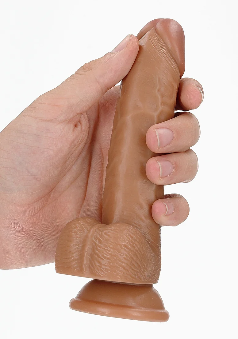 Realrock 6" Cock With Balls - Regular Curved - Tan - Image 3