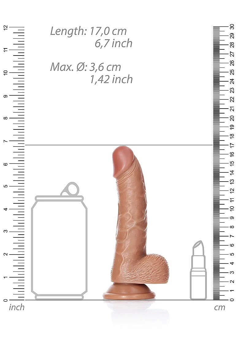 Realrock 6" Cock With Balls - Regular Curved - Tan - Image 6