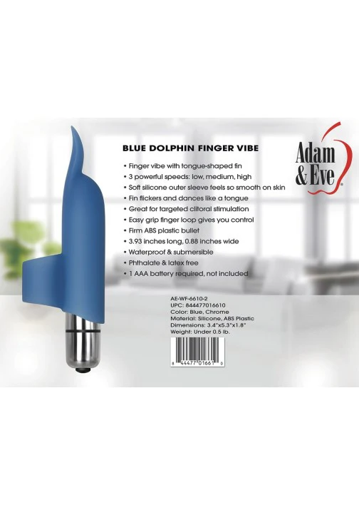 Adam & Eve Silicone Blue Dolphin Finger Vibe - Image 10