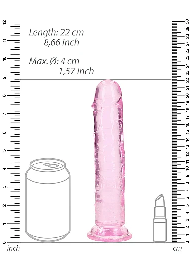 Realrock 8" Crystal Clear Dildo Pink - Image 4