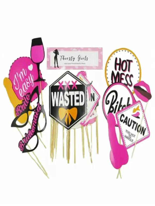 Thirsty Girls Hen's Night Photo Booth Prop Kit - Image 2