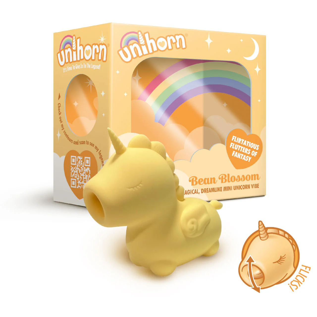 Unihorn Bean Blossom Flicking Silicone Clitoral Vibrator Yellow - Image 3