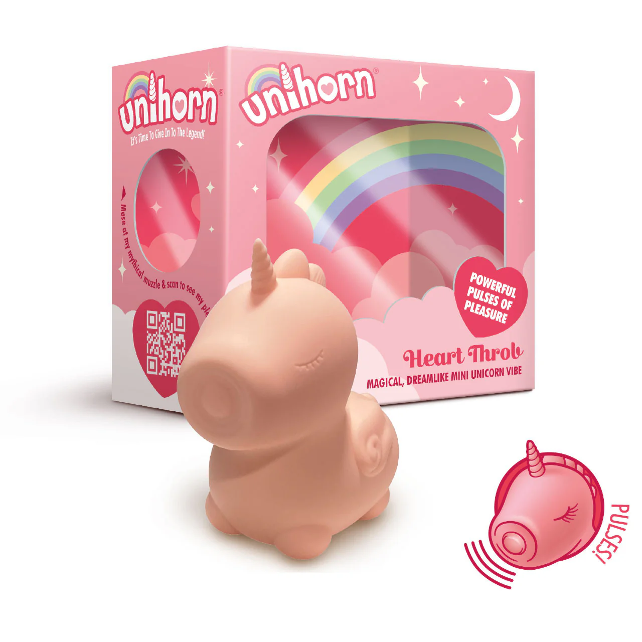 Unihorn Heart Throb Pulsing Silicone Clitoral Vibrator Pink - Image 3