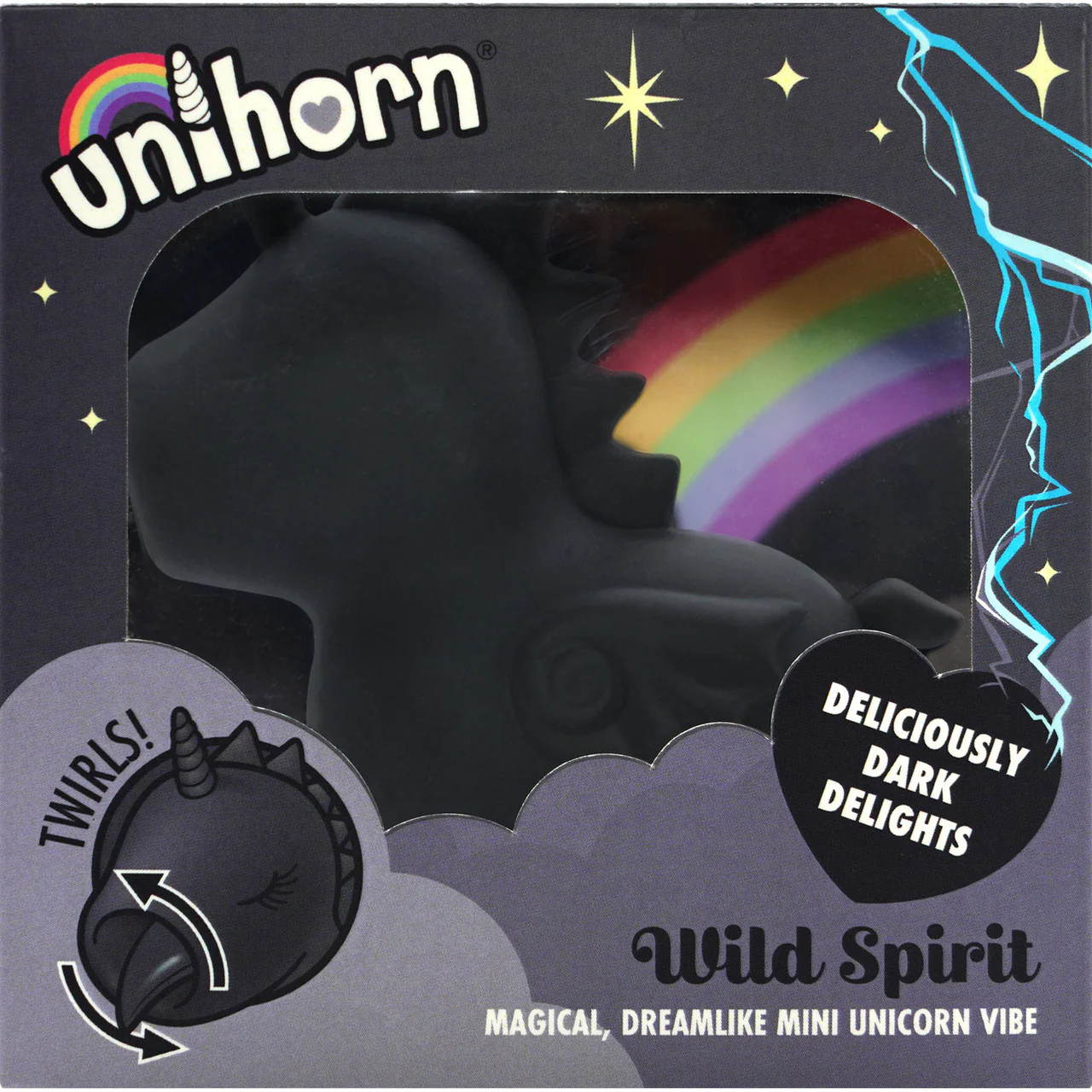 Unihorn Wild Spirit Licking Silicone Clitoral Vibrator Black - Image 12