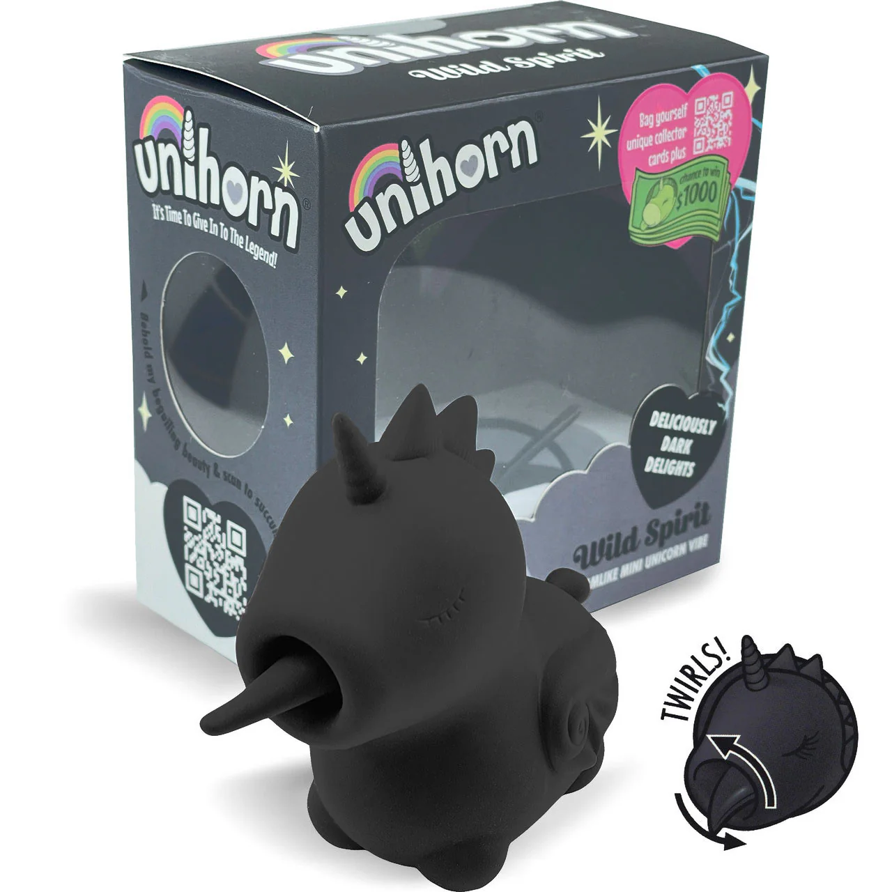Unihorn Wild Spirit Licking Silicone Clitoral Vibrator Black - Image 3