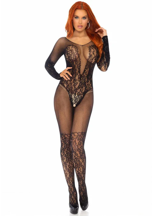 Vine Lace and Net Long Sleeved Bodystocking Queen - 89190 - Image 3