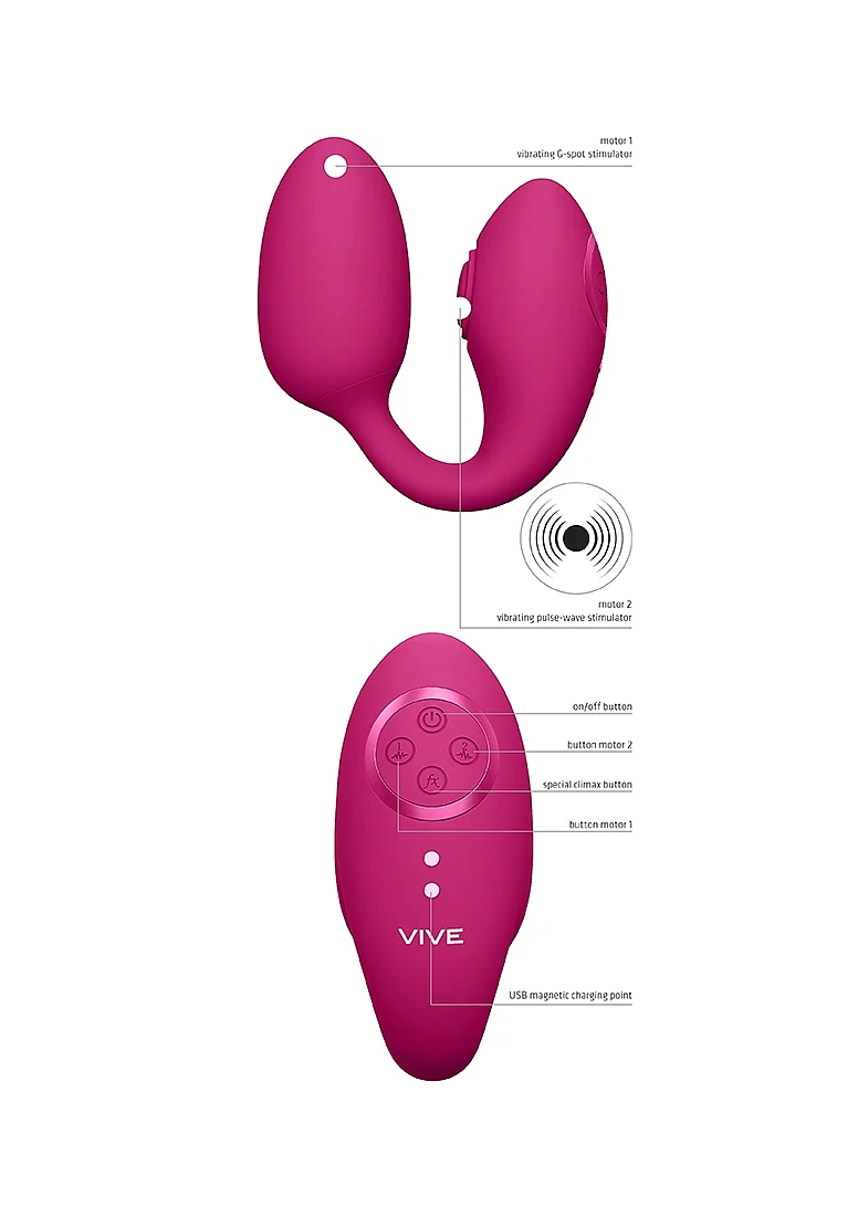 Vive Aika Rechargeable Pulse-Wave & Vibrating Silicone Egg - Pink - Image 3