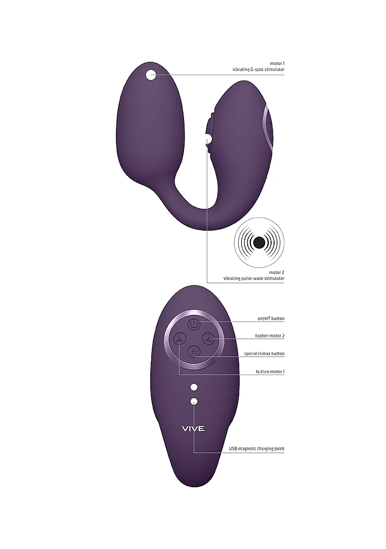 Vive Aika Rechargeable Pulse-Wave & Vibrating Silicone Egg - Purple - Image 3