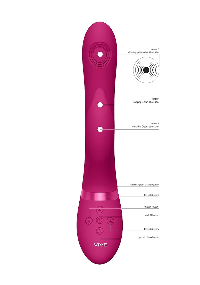 Vive Aimi Rechargeable Triple Motor Swinging Silicone Rabbit - Pink - Image 6