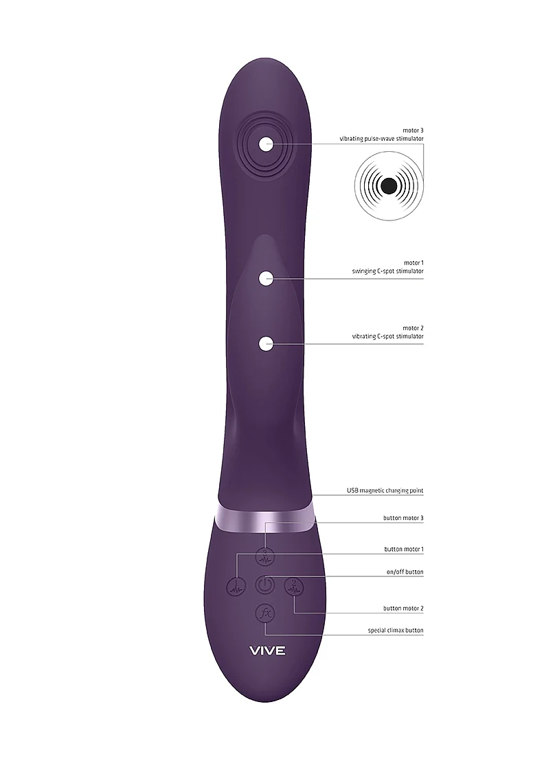 Vive Aimi Rechargeable Triple Motor Swinging Silicone Rabbit - Purple - Image 6