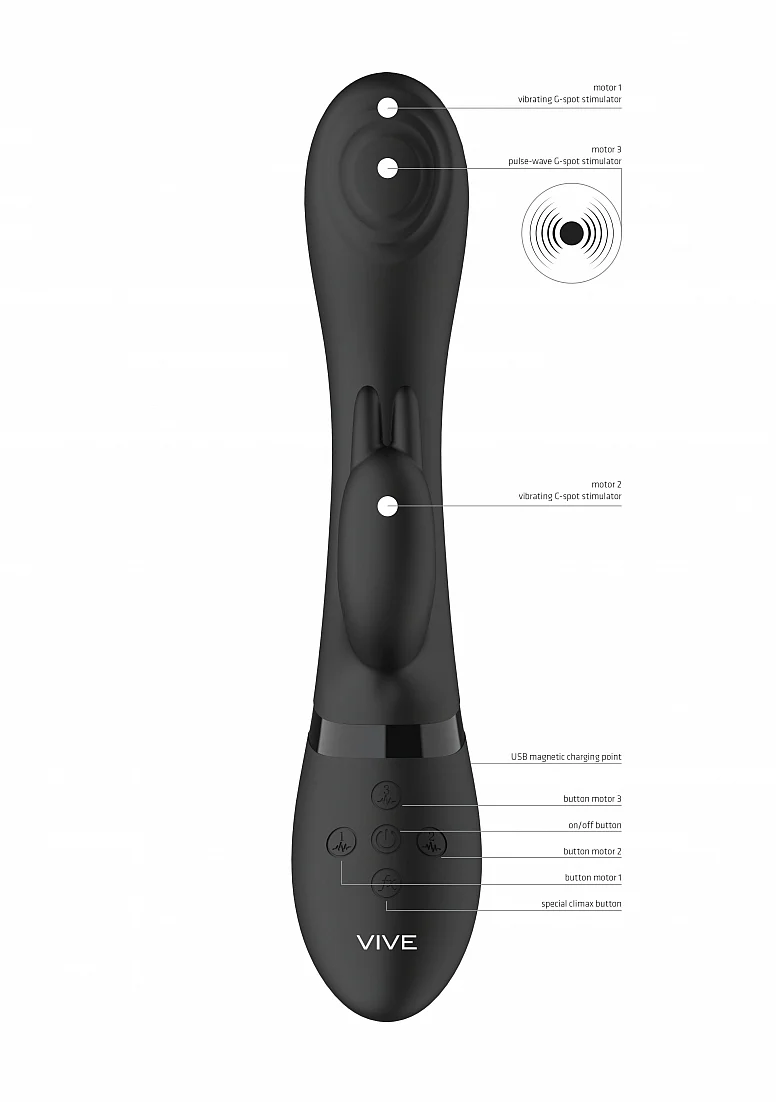 Vive Cato G-spot Rabbit Vibe - Black - Image 3