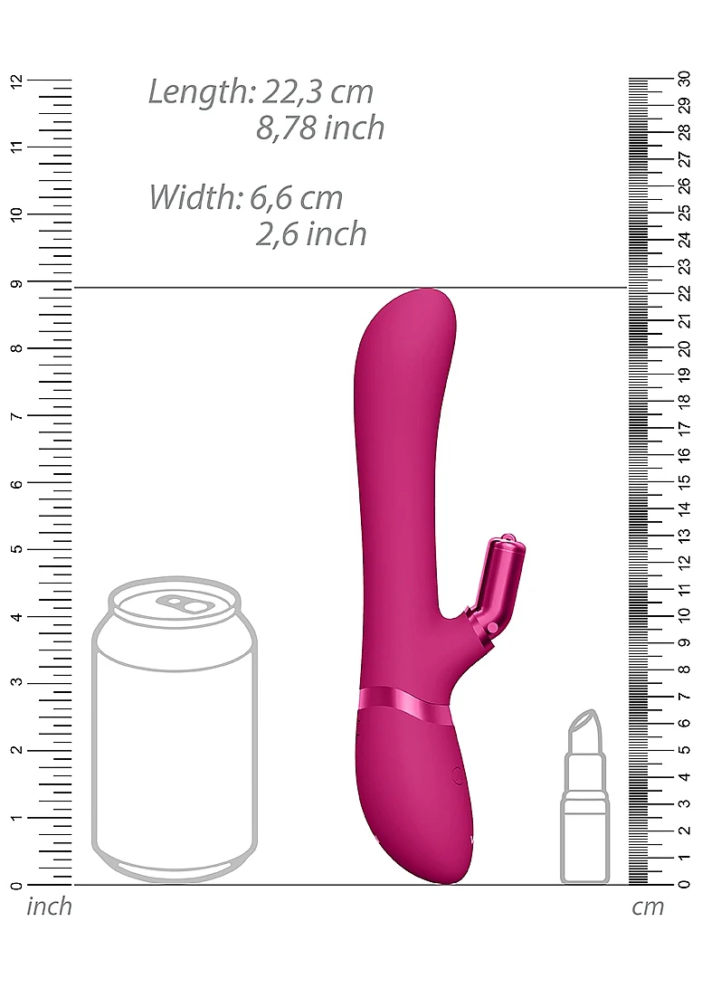 Vive Chou Rechargeable Vibrating Silicone Rabbit with Interchangeable Clitoral Sleeves - Pink - Image 4