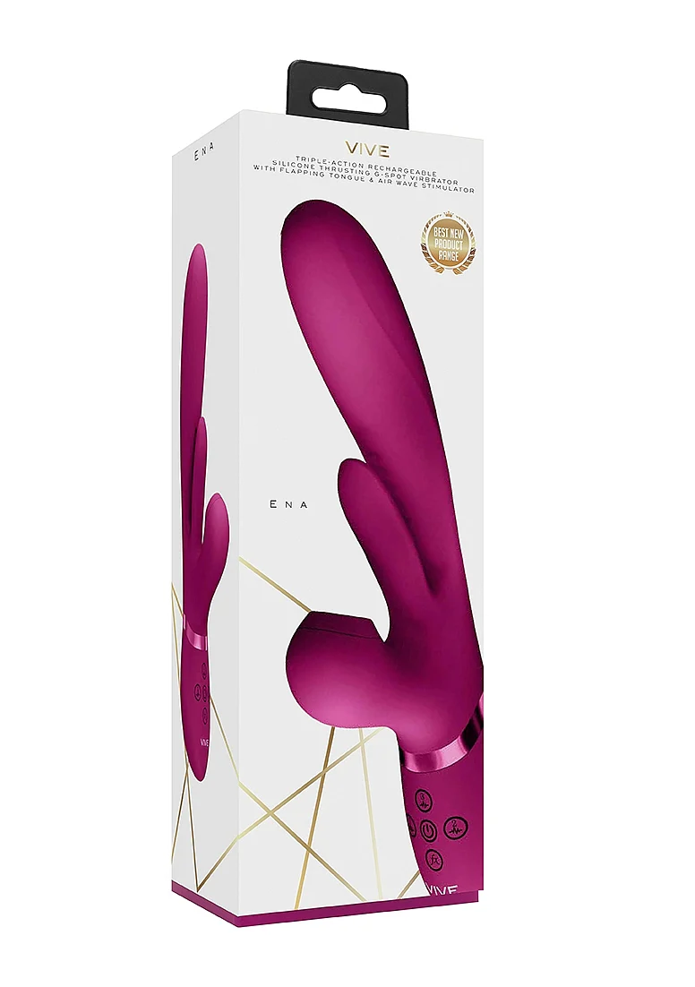 Vive Ena Thrusting G-Spot Flapper Air Wave Clit Stimulator - Pink