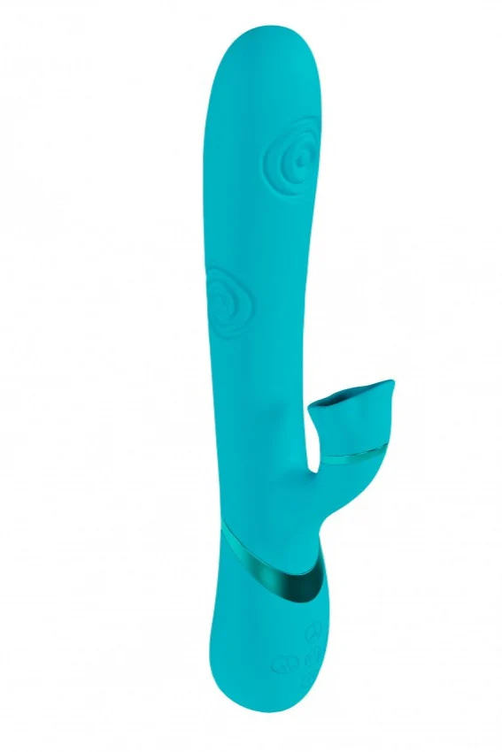 Vive Fiore Rechargeable Air Wave VIbrating and Tapping Rabbit Blue