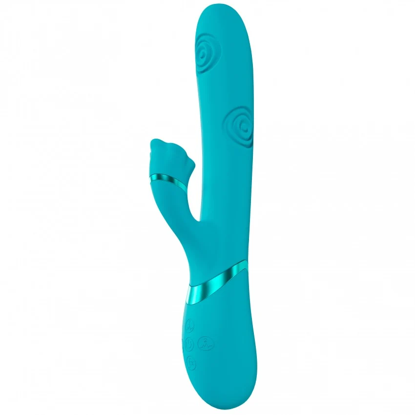 Vive Fiore Rechargeable Air Wave VIbrating and Tapping Rabbit Blue - Image 2