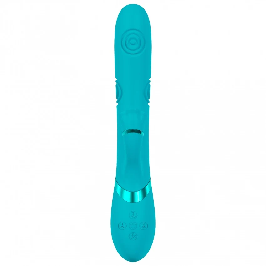 Vive Fiore Rechargeable Air Wave VIbrating and Tapping Rabbit Blue - Image 3