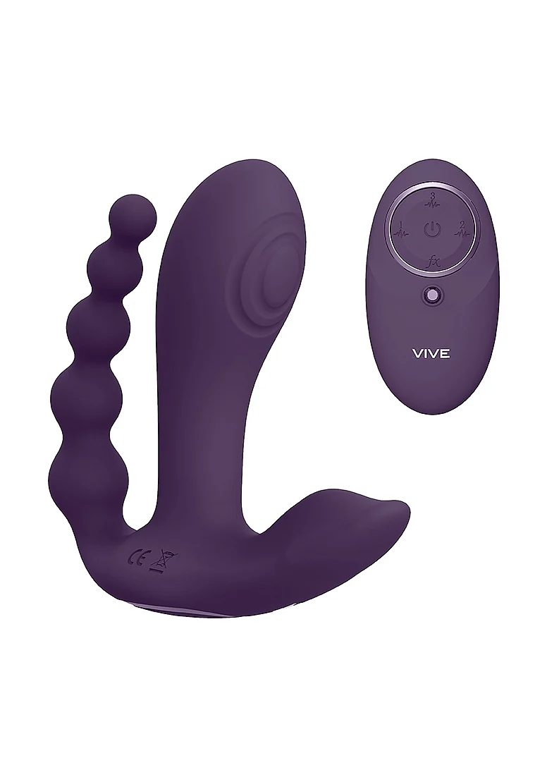 Vive Kata Rechargeable Triple Motor Hands-Free Silicone Vibrator - Purple - Image 8
