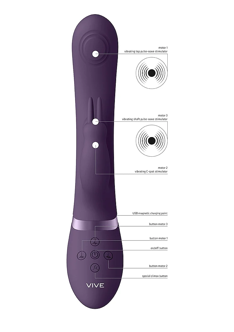 Vive May Rechargeable Silicone Dual Pulse Wave - Vibrating C & G-Spot Vibrator - Purple - Image 5