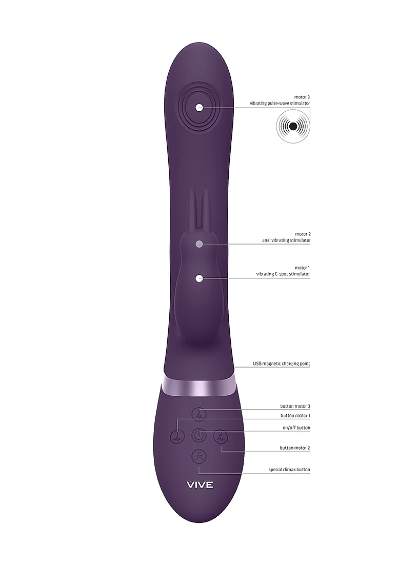 Vive Rini Pulse-Wave Triple Motor Rabbit - Purple - Image 3