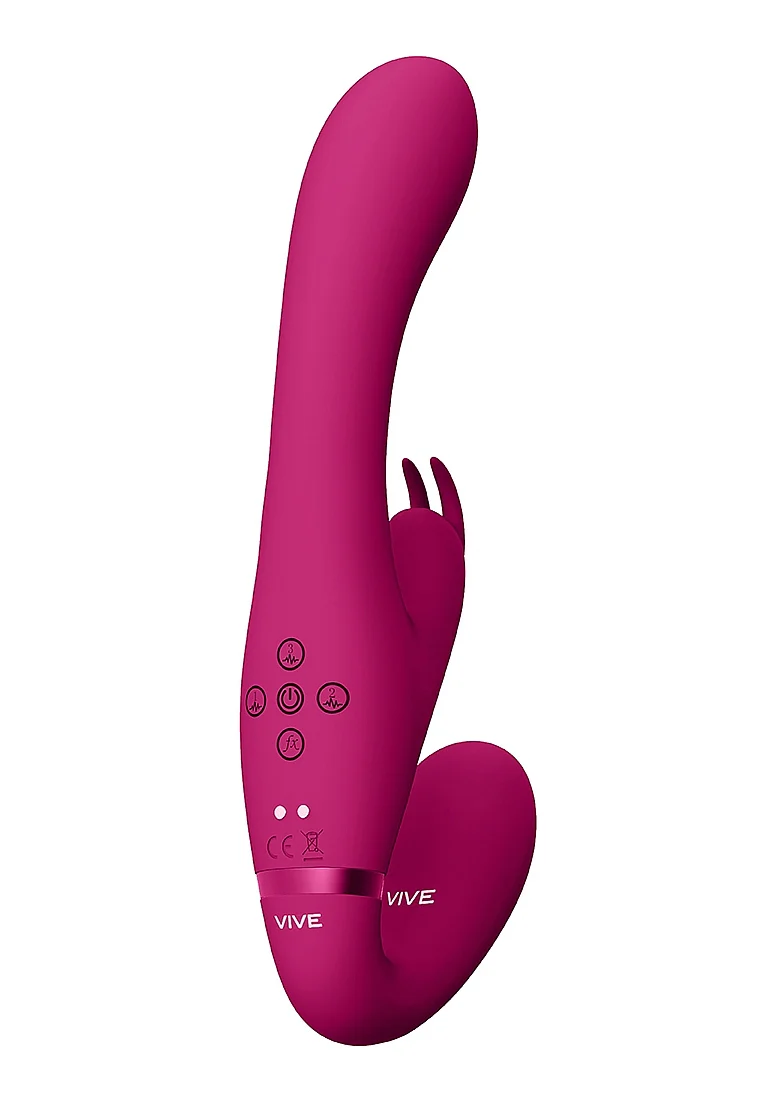 Vive Satu Vibrating Triple Motor Silicone Strapless Strapon - Pink - Image 3
