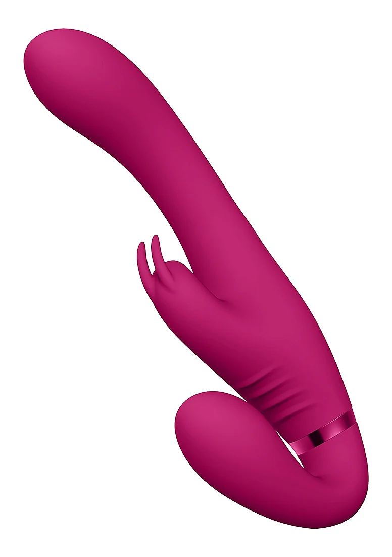 Vive Satu Vibrating Triple Motor Silicone Strapless Strapon - Pink - Image 5