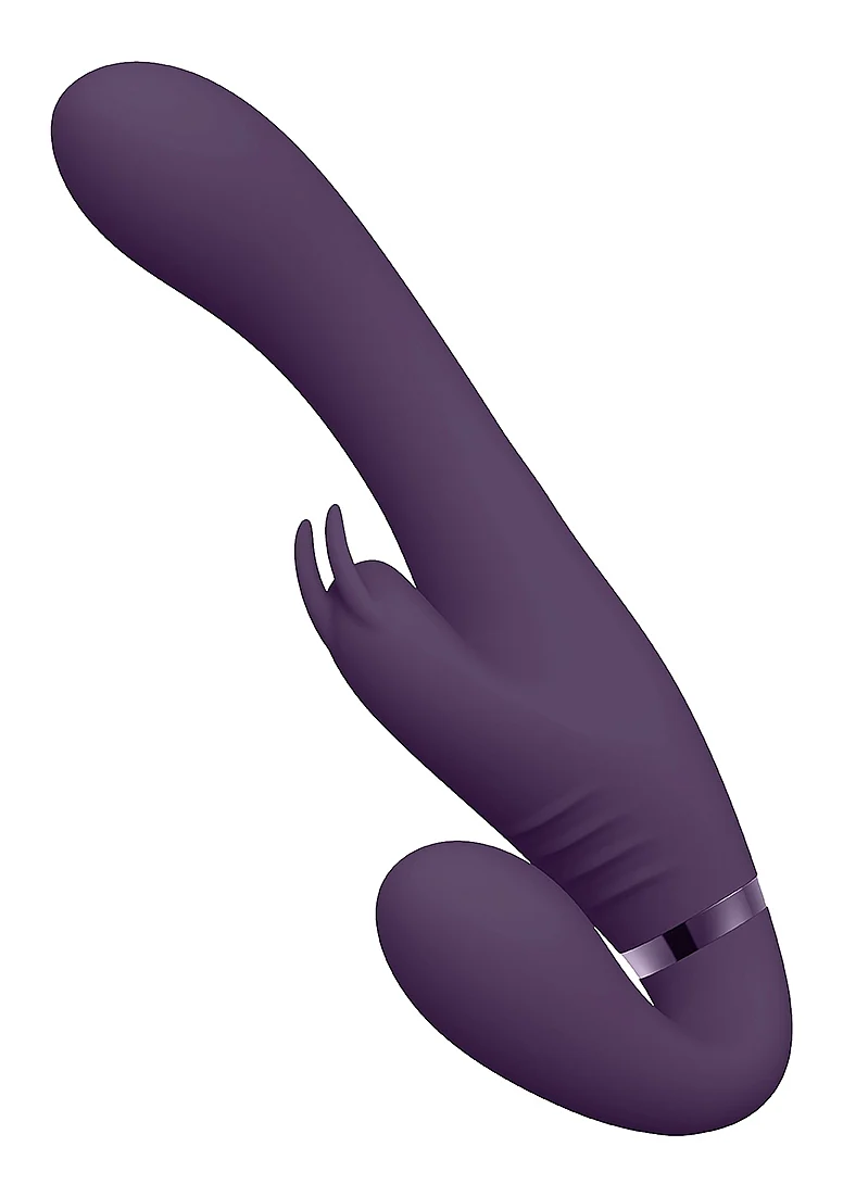 Vive Satu Vibrating Triple Motor Silicone Strapless Strapon - Purple - Image 4