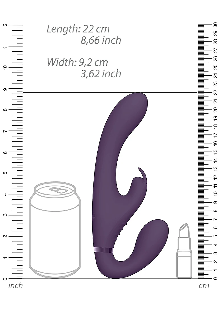 Vive Satu Vibrating Triple Motor Silicone Strapless Strapon - Purple - Image 7