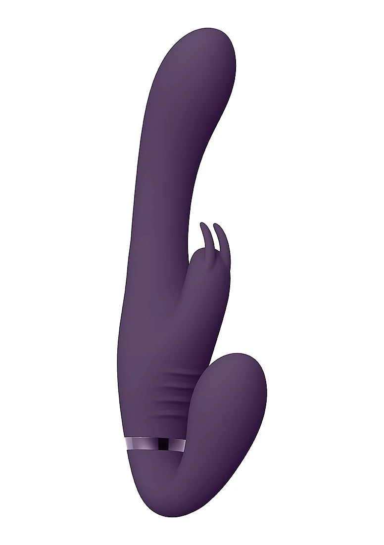 Vive Satu Vibrating Triple Motor Silicone Strapless Strapon - Purple - Image 8