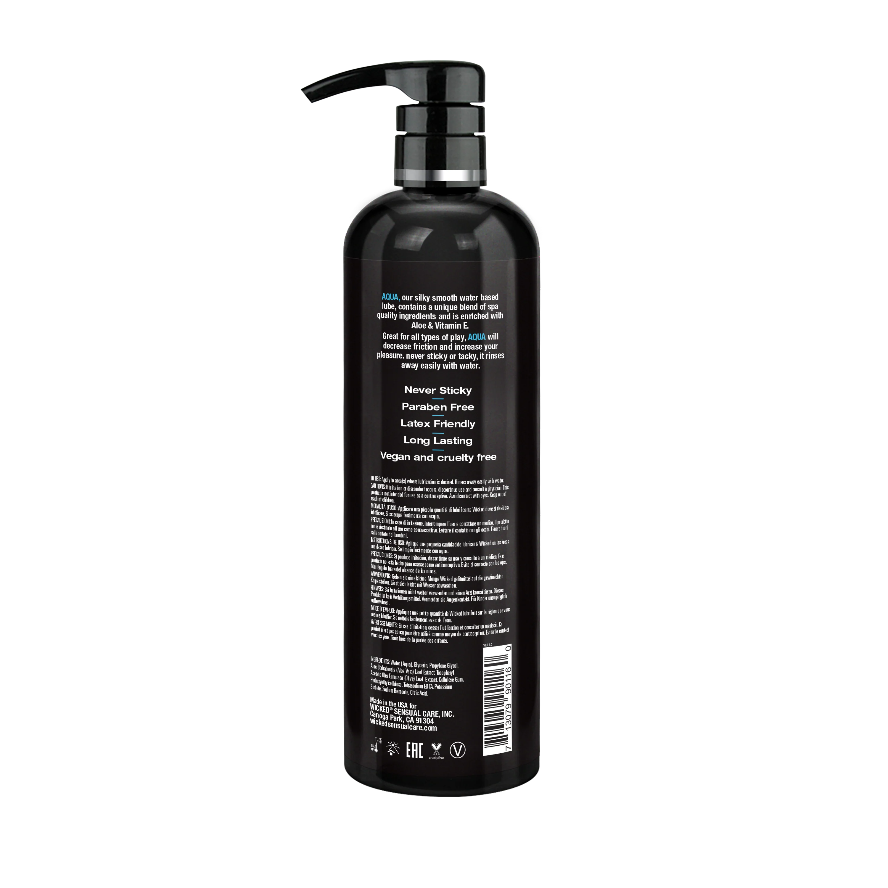 Wicked Aqua Water Based Unscented Lube 473ml - Image 2