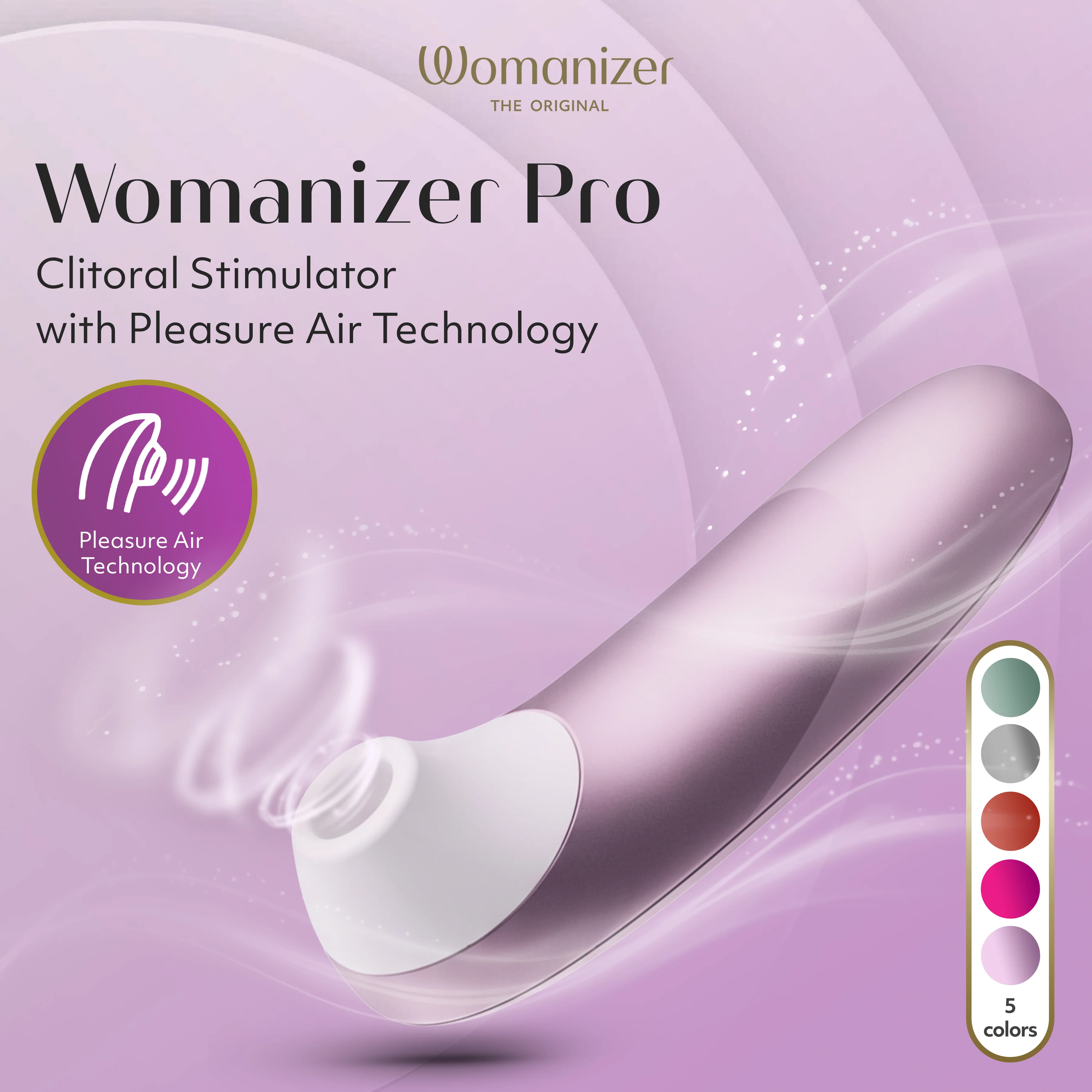 Womanizer Pro Pleasure Air Clitoral Suction Stimulator Lilac Pink - Image 2
