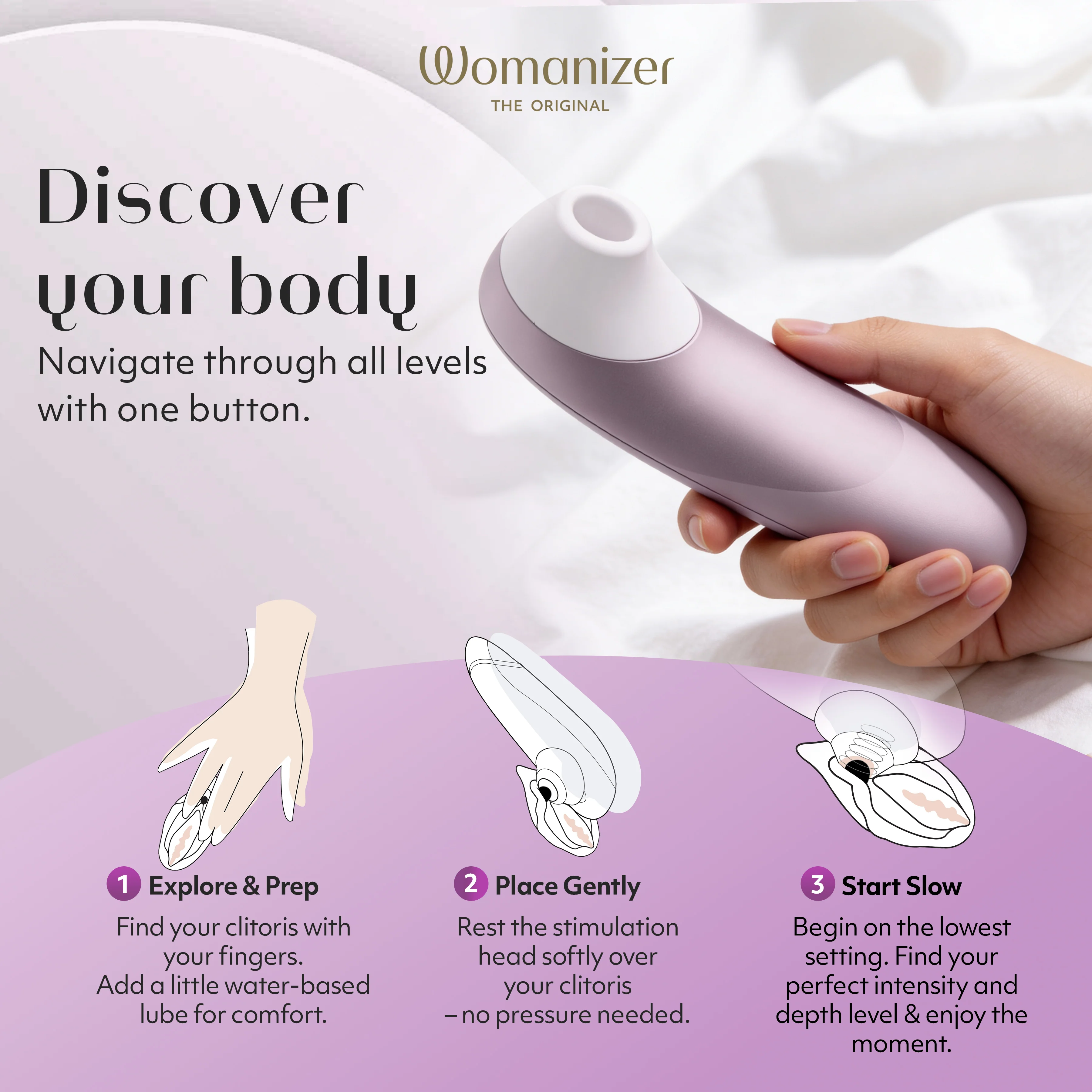 Womanizer Pro Pleasure Air Clitoral Suction Stimulator Lilac Pink - Image 4