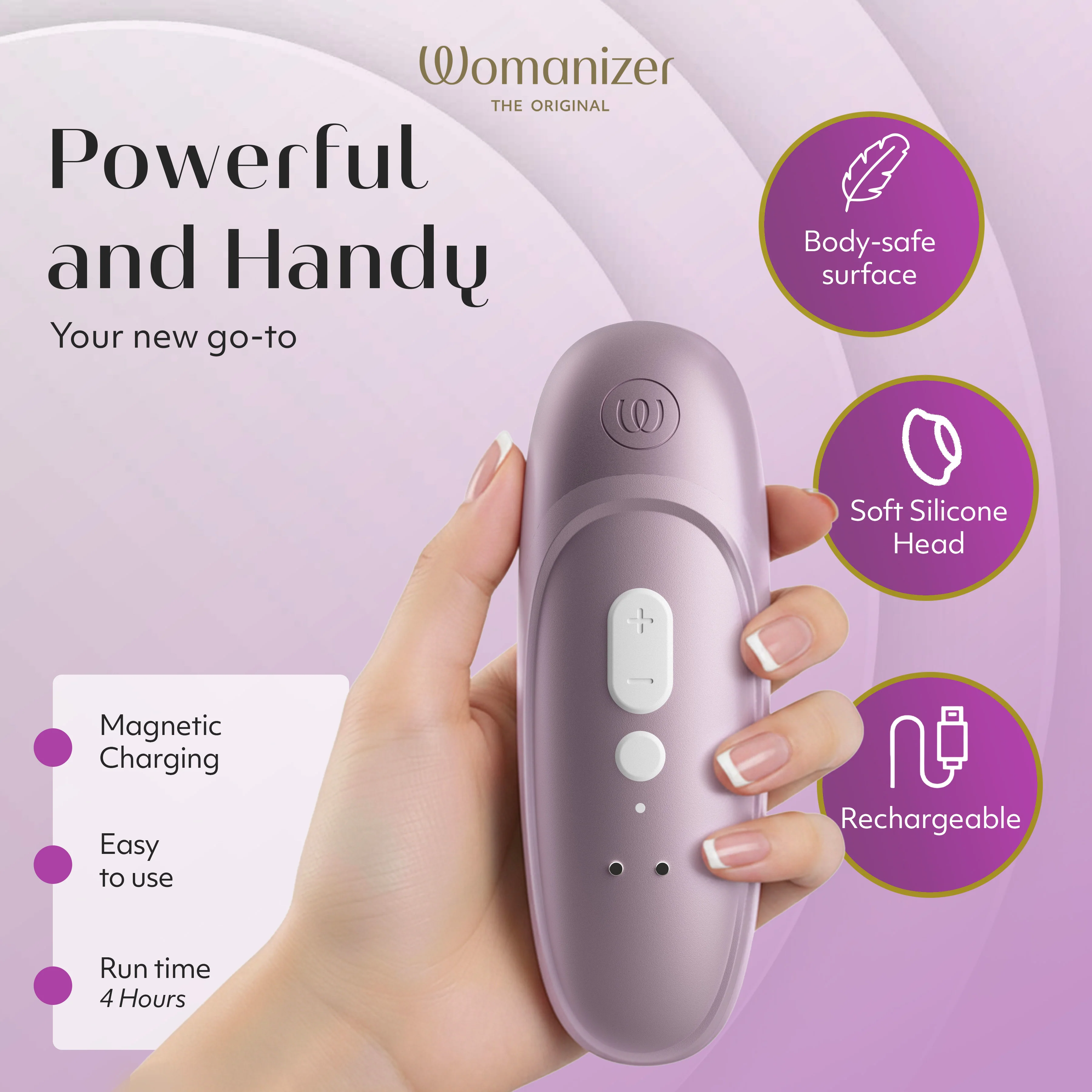 Womanizer Pro Pleasure Air Clitoral Suction Stimulator Lilac Pink - Image 6
