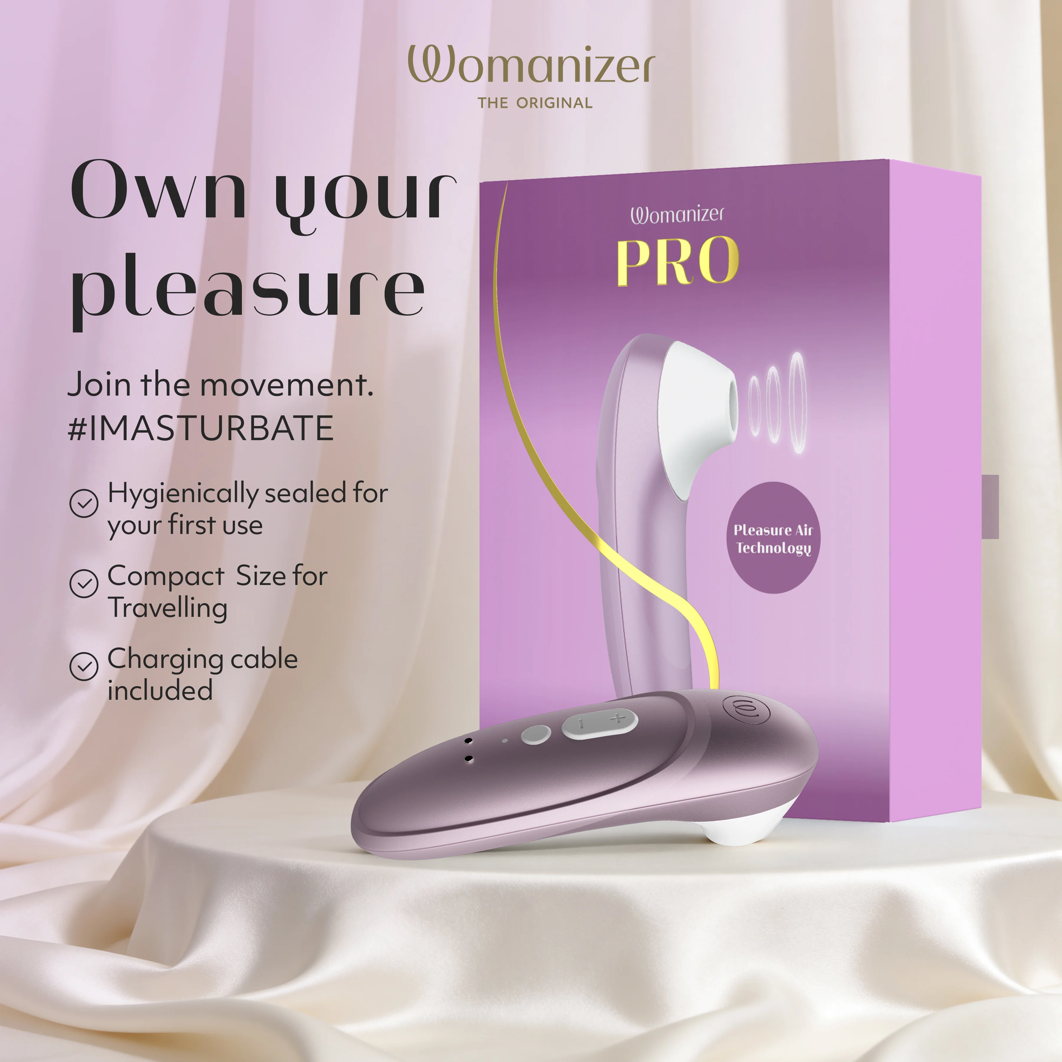 Womanizer Pro Pleasure Air Clitoral Suction Stimulator Lilac Pink - Image 9