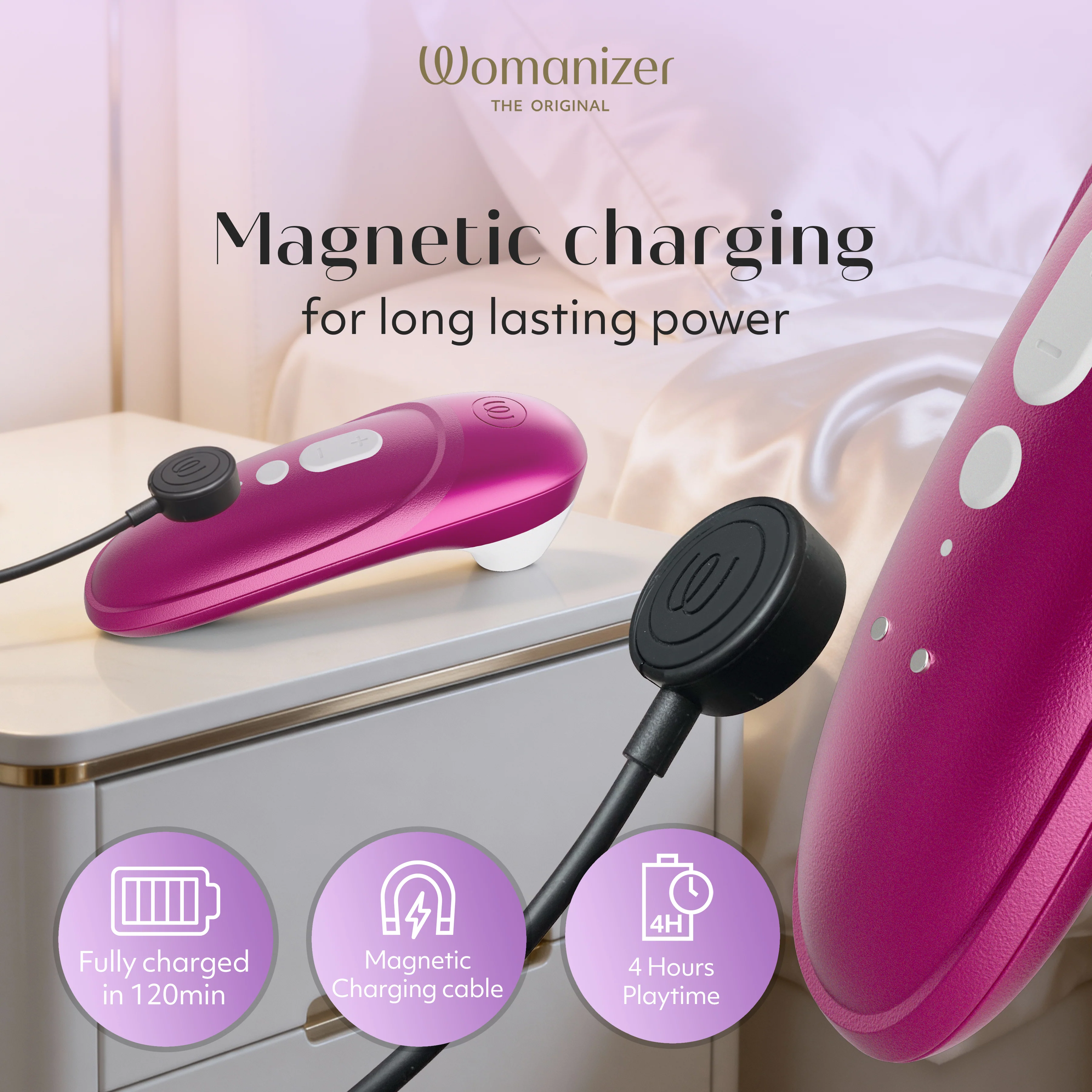 Womanizer Pro Pleasure Air Clitoral Suction Stimulator Vibrant Pink - Image 8