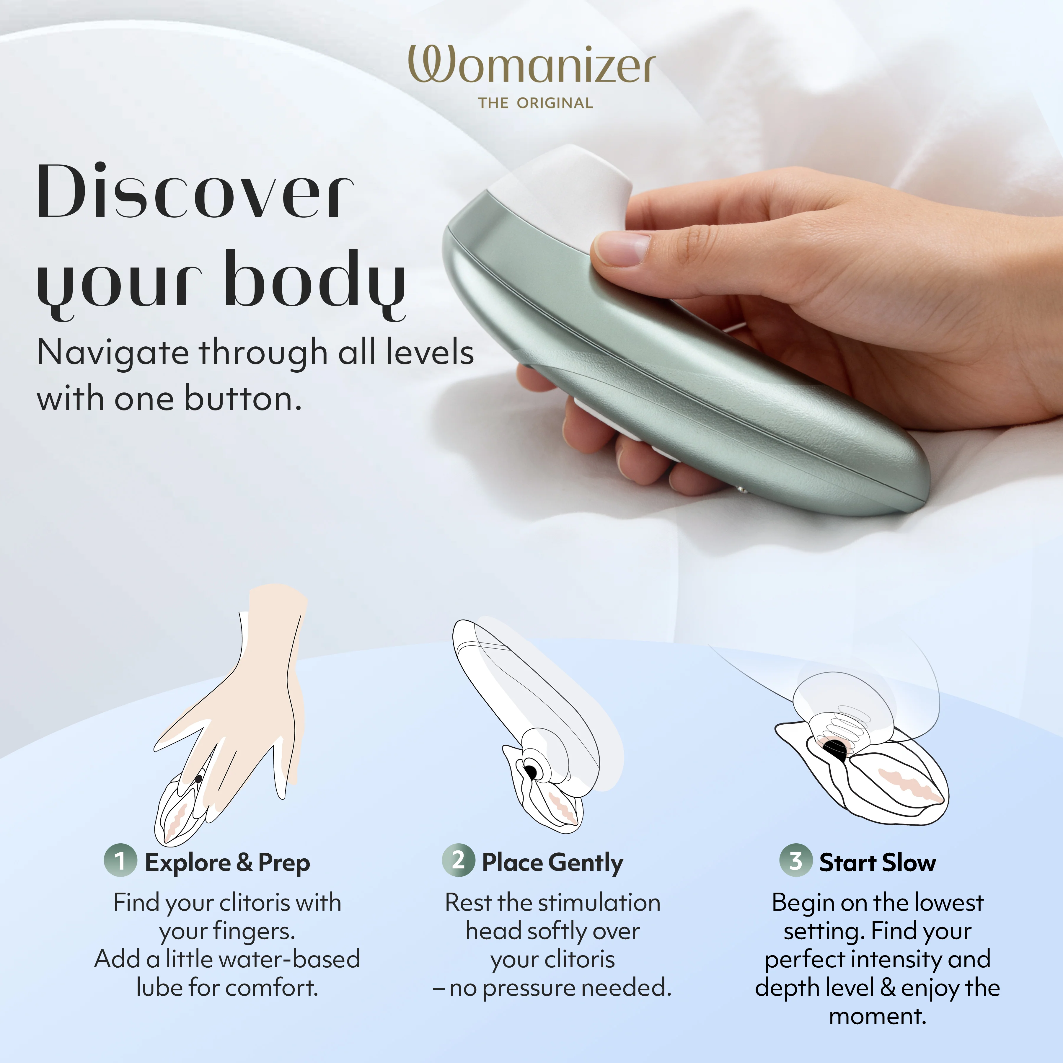 Womanizer Pro Pleasure Air Clitoral Suction Stimulator Sage Green - Image 4