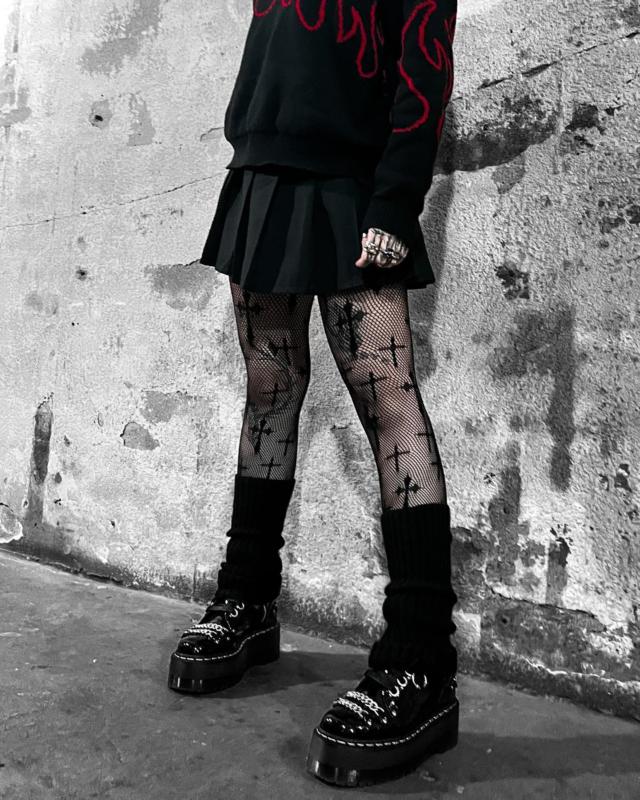 Leg Ave Worship Me Cross Net Tights OS - 9753 - Image 6